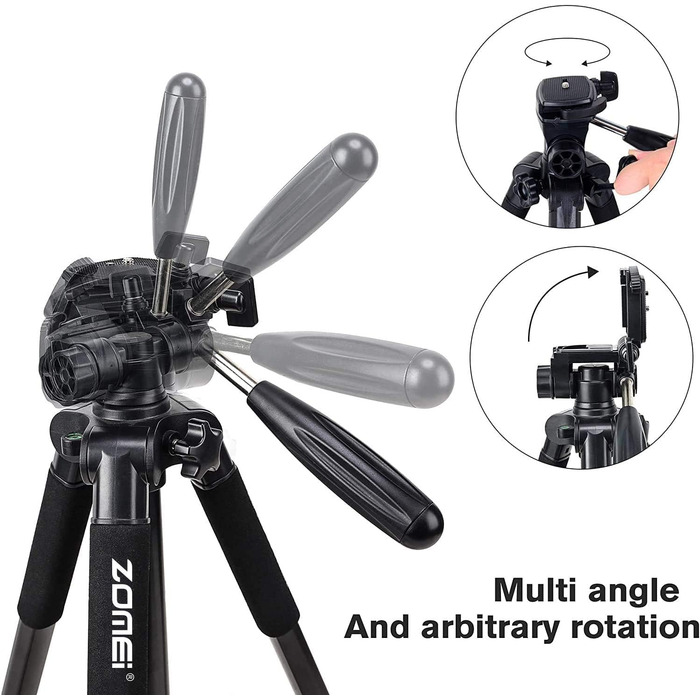 Штатив ZOMEI Q111 для камери та смартфона, алюмінієвий, легкий, 47–140 см, чорний