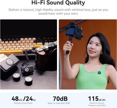 Hollyland Lark M2 Бездротовий петличний мікрофон для iPhone 17/16/15 та Android, 300м радіус дії, Hi-Fi звук, 30 год роботи від акумулятора (версія для камери)