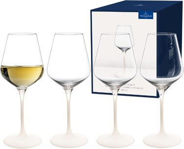 Villeroy & Boch – Manufacture Rock White White Wine Glass Set, 4-Piece. White Wine Glasses, Exceptional Glasses, Glasses for Wine, Crystal Glass