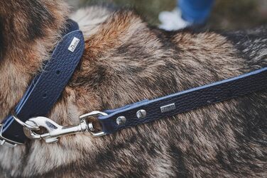 Нашийник для собак HUNTER Grenada з натуральної шкіри, темно-синій, ручної роботи, для тренувань та повсякденного використання, міцний, комфортний, елегантний дизайн, розмір 39-48 см