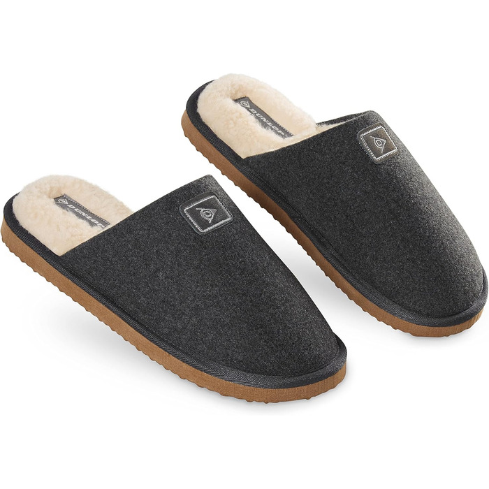 Тапочки чоловічі Dlop з антиковзкою підошвою та плюшевою підкладкою (42 EU, темно-сірий)