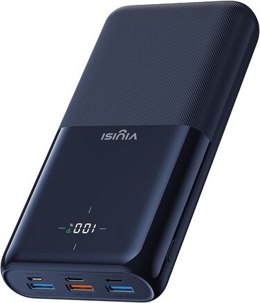 Power Bank VIYISI 30000mAh з LED дисплеєм, 20W PD, 4 виходи та 3 входи, сумісний з iPhone/iPad/Samsung/Huawei