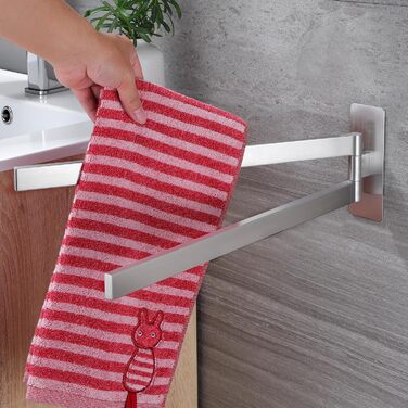 Підвісний тримач для рушників ZUNTO, 2 шт., поворотний 180°, з нержавіючої сталі 304, для ванної та кухні, сріблястий, 40.8 см