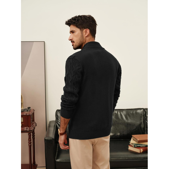 Кардиган чоловічий PJ PAUL JONES з коміром-шарфом, великий в'язання, чорний