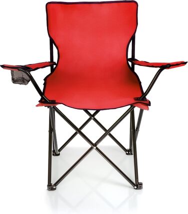 Крісло для риболовлі BigDean, складане, з підстаканником та сумкою - крісло для кемпінгу, риболовлі, саду (червоне)