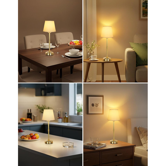 OUTON Настільна лампа 2 шт. Бездротова, диммер, 3 кольори світла, 4000mAh, USB-C, 60 годин роботи, акумуляторна, золота для спальні, вітальні, їдальні