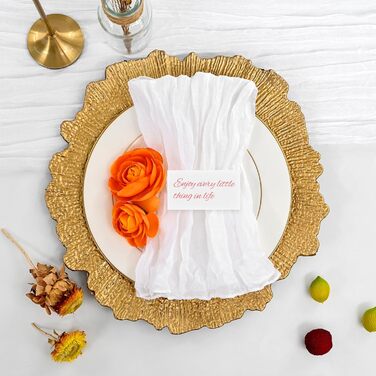 30 Cheesecloth Gauze Napkins, 50 cm, Vintage Boho Fabric Napkins, Bulk Pack for Parties, Weddings, Receptions, Bridal Showers, Table Decorations – White