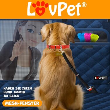 Захист для автосидіння та багажника Lovpet® для собак 2в1 з боковими захистами та оглядовим вікном. Водовідштовхувальний, універсальний, для собак, синій.