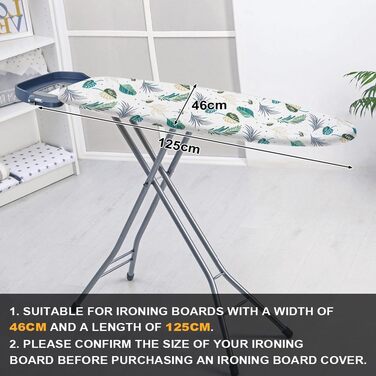 Чохол для прасувальної дошки, 125 x 46 см, універсальний, з гумкою, бавовна, підходить для парогенератора та праски (зелений)