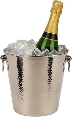 Охолоджувач для шампанського та вина з нержавіючої сталі Bambelaa, великий емальований еimer, срібний (діаметр 20 см)