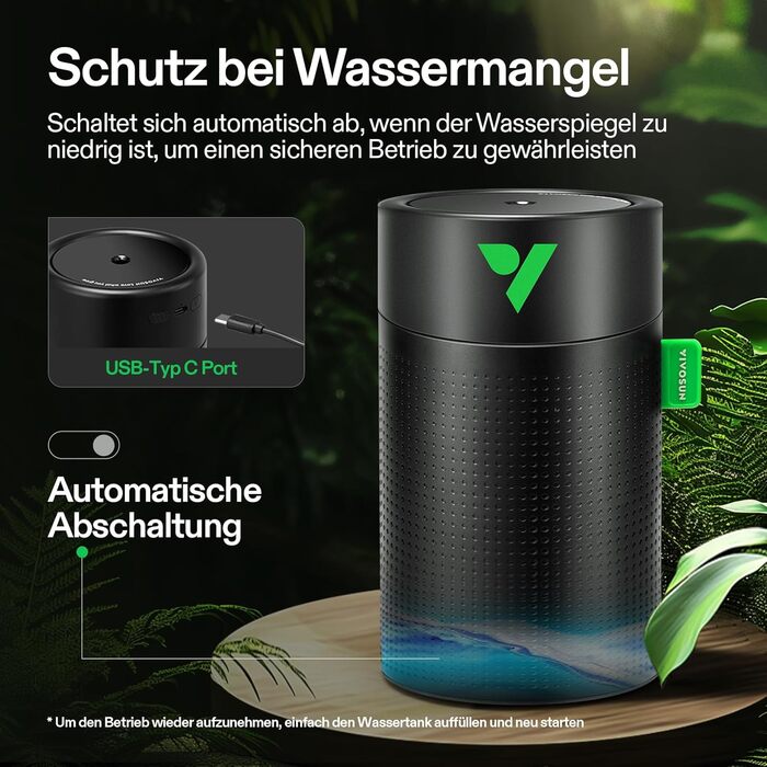 VIVOSUN AeroStream U075: USB-увлажнитель повітря, 750 мл, 2 режими туману, автовимкнення, смарт-пульт VGrow, для гроубоксів