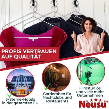 Neusu Clothes Hangers, Metal, Stable, 45cm x 5mm Thick Metal - Extra Strong Coat Hangers in Hotel Quality - (10 Pieces)