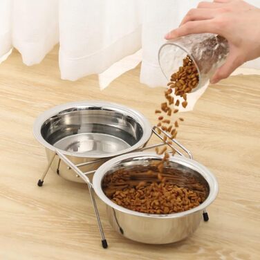 Набір мисок для тварин з нержавіючої сталі PARENCE - 2 шт. - Антиковзкий стійкий підставник - для котів та маленьких собак - діаметр 11 см