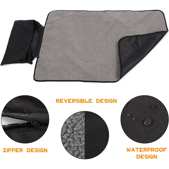 Зручна водонепроникна ковдра для тварин, 100 x 70 см - ідеальна для кемпінгу, подорожей та дому. Підходить для собак та котів. Має кишеньку.
