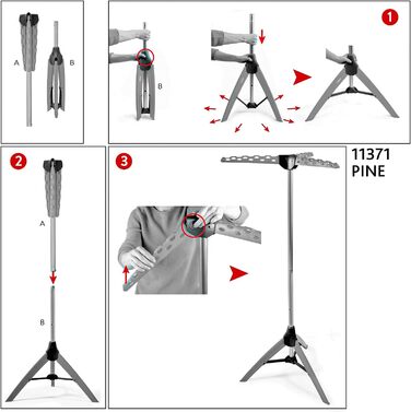 Tatkraft Art Moon Palm - Clothes Rack, Stable, Folding, Ironing Clothes Rack, Capacity 30 kg or 42 Clothes Hangers, Stainless Steel, Compact Foldable, (Grey)