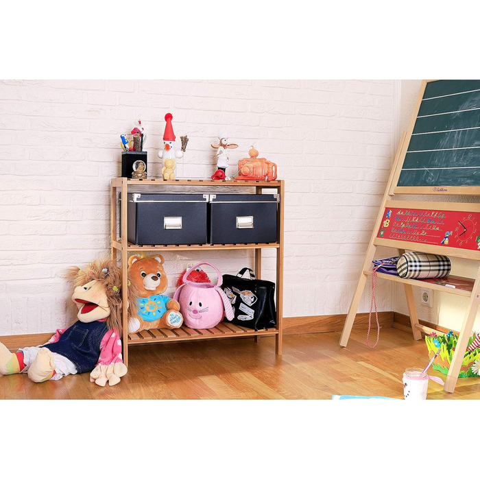 dibea Shoe Rack with 3 Shelves, Shoe Cabinet, Bathroom Shelf, Living Room Shelf, Standing Shelf, Bamboo Shelf, Bathroom Shelf, Bookshelf, Kitchen Shelf, 60x26x66 cm, natural color, Natural
