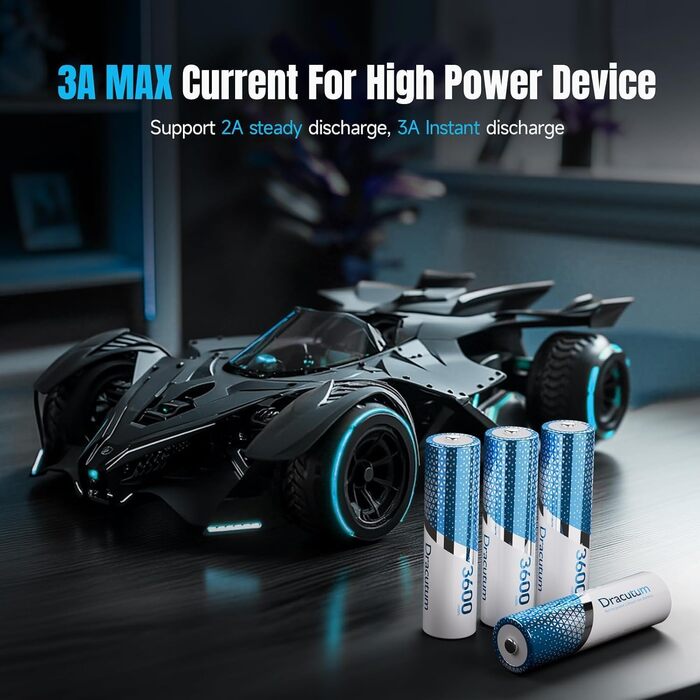 Акумулятори Li-ion AA 3600mAh 16 шт. з зарядним пристроєм, 1.5V, висока ємність, перезаряджувані
