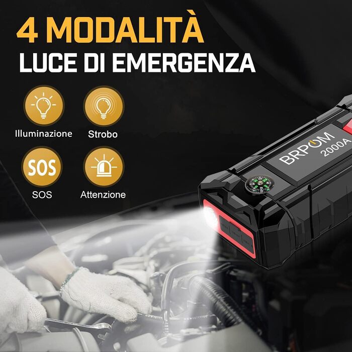 Powerbank BRPOM для запуску авто з LCD-дисплеєм (2000A, 7000A)