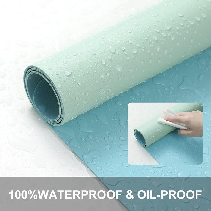 Килимок для миші BUBM 80 x 40 см з PU-шкіри, водонепроникний, для офісу та дому, зелений