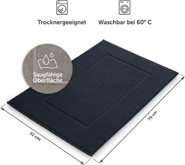 Набір бамбукових килимків для ванної кімнати Blumtal Terry, 100% бавовна, 50x80 см, сертифікат Oeko-Tex, темно-синій (комплект 2 шт.)