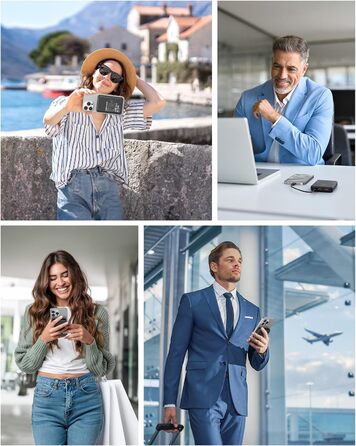 Power Bank 12000mAh з MagSafe, Магнітний Пауербанк Швидка Зарядка QC4.0 22,5W PD20W USB-C, Бездротовий Акумулятор для iPhone 16/15/14/13/12, Чорний