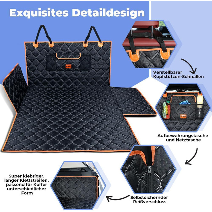 Захисна ковдра для собак у багажник авто KYG, 185x105 см, водовідштовхувальна, з захистом бокових панелей та краю, універсальна