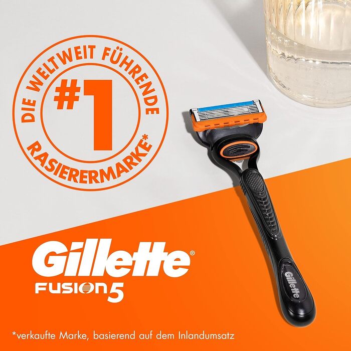Бритва Gillette Fusion5 для чоловіків, металевий корпус, чорна (1 бритва + 4 змінні касети)