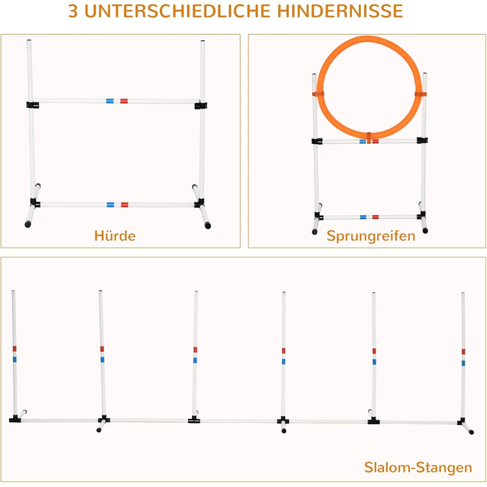 Набір для аджиліті для собак PawHut 3-TLG. Білий+Жовтий, для тренувань
