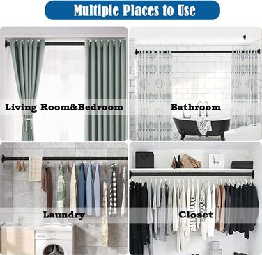 Штанга для штор у ванну/спальню, телескопічна, без свердління, 85-270 см, діаметр 32 мм, срібна