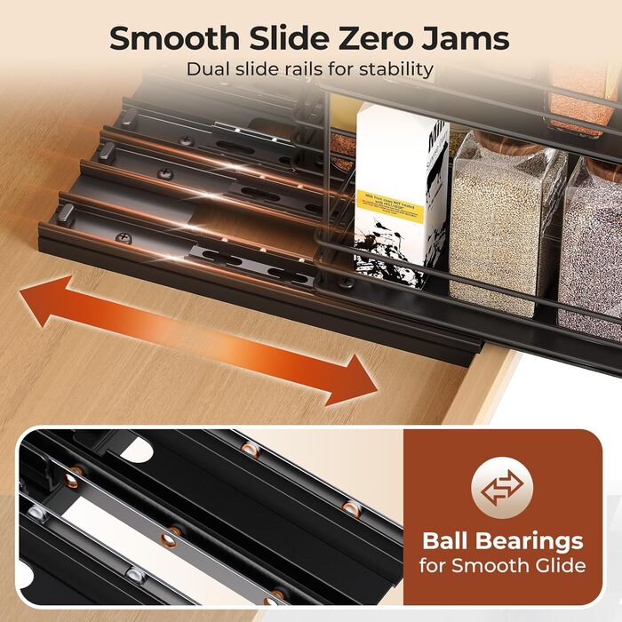 Організатор для спецій Orimade висувний, 3 шт. (2 шт. 8 см, чорний)