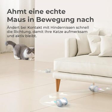 Cheerble інтерактивна іграшка для котів, електрична миша з LED-підсвіткою, автоматична, USB-зарядка, для домашніх котів, подарунок для кошенят (синя)