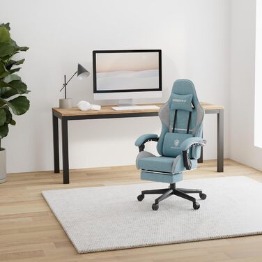 Ігровий крісло Dowinx з підголівником та підставкою для ніг, тканинне, з масажем, ергономічне, для офісу та геймінгу