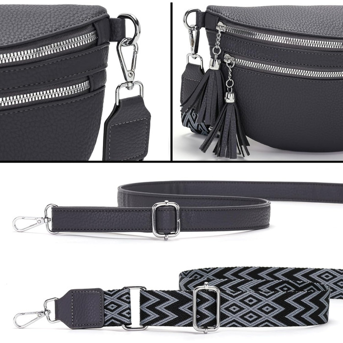 Сумка-бананка жіноча бежева через плече середнього розміру кросбоді з відділенням для карток та 2 ремінцями - ідеальна для міста!