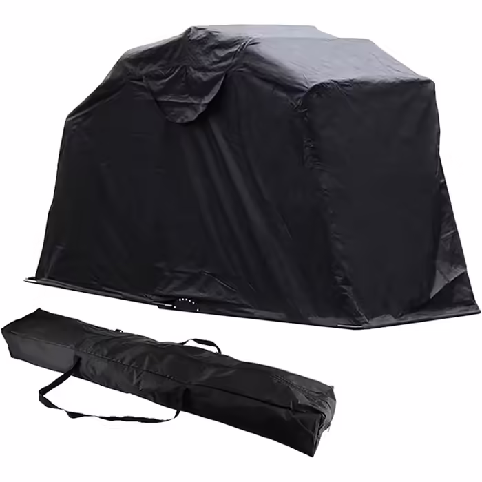 HOARLICN Waterproof Motorcycle Tent Garage, Black Folding Garage Motorcycle Shelter Universal Folding Garage Motorcycle Shelter Cover 270 cm x 105 cm x 155 cm For a 103-inch Motorcycle
