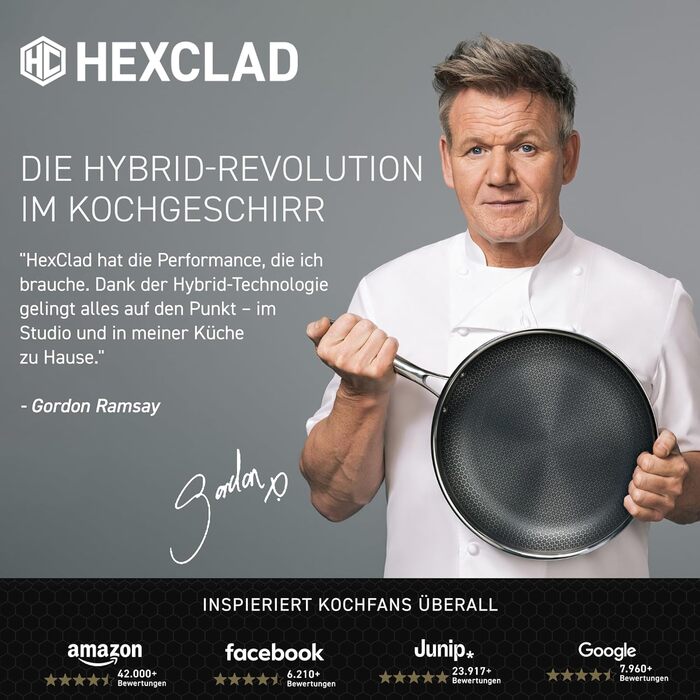 Пан з нержавіючої сталі HexClad Hybrid з діаметром 25 см – антипригарна сковорода з сотовою структурою для всіх типів плит, включаючи індукційну, з ручкою Stay-Cool, придатна для духовки та мийки