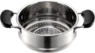 ZENFUN Stainless Steel Steamer Pot with Basket, 1.6 Liter Soup Pot with Glass Lid, Mini Steamer Cookware with Handle for Vegetables, Sauce for Stove, Induction, Gas, Electric, Grill