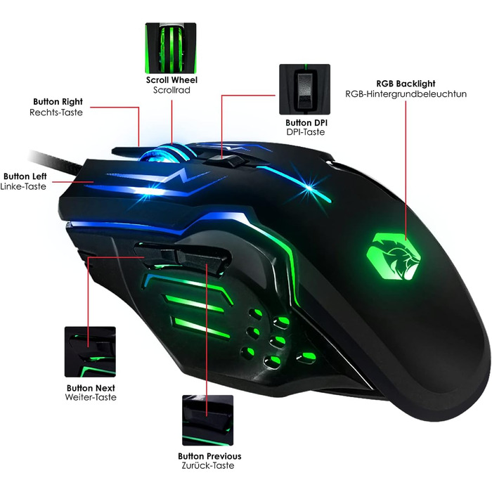 Бездротовий ігровий набір клавіатури та миші EMPIRE GAMING Armor RF800 - RGB підсвітка, 4800 DPI, QWERTZ (DE) - сумісний з PC, PS4, PS5, Xbox, Mac (білий)