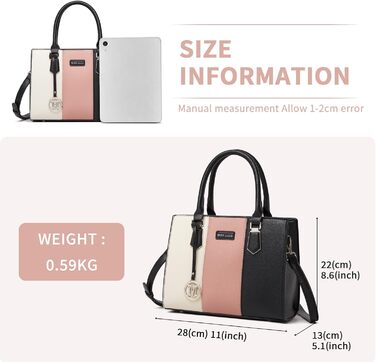 Сумка жіноча Miss Lulu середнього розміру з PU шкіри, рожево-сіра, з плечовим ременем для офісу, школи, подорожей та покупок