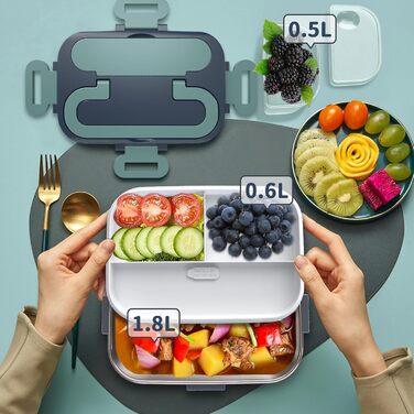 Електрична ланчбокс SOOOEC 100W, 3-в-1, з нержавіючої сталі, 12V/24V/220V, для авто/офісу, з ізольованою сумкою (Оранжево-чорний, Зелено-блакитний), об'єм 1.8L