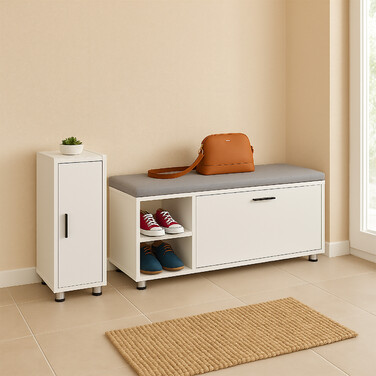 Shoe Storage Bench with Cabinet