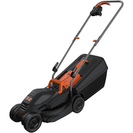 Електрична газонокосарка Black+Decker BEMW351, 1000 Вт, 32 см, 3-рівневе регулювання висоти, 35 л травозбірник, для малих садів, мультиколор