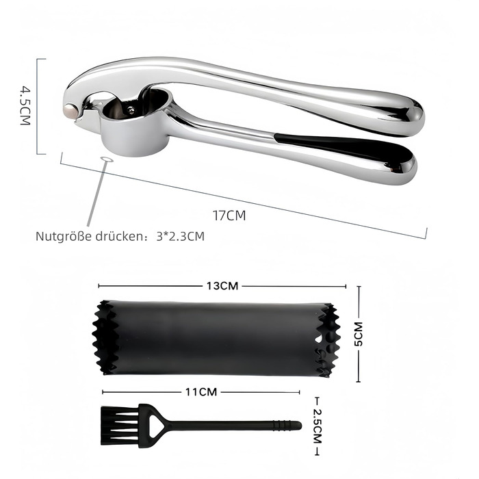 Прес-часник із чистильником та силіконовою щіткою, професійний подрібнювач для часнику з цинкового сплаву, кухонний помічник