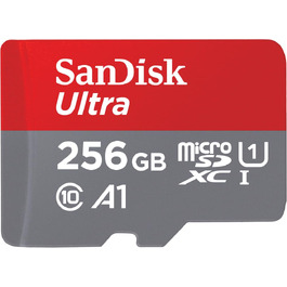 Карта пам'яті SanDisk Ultra microSDXC 256GB UHS-I Class 10 U1 A1 для Android смартфонів та планшетів з адаптером, швидкість читання до 150 МБ/с, Full HD