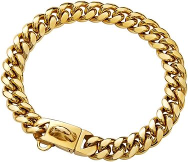 Нашийник для собак Кубинський стиль, нержавіюча сталь, ширина 14 мм, ланцюжок, довжина 26/31/36/41/46/51/56/61 см, золотий, для цуценят, собак маленьких та середніх порід