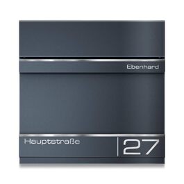 Поштова скринька Metzler Hermann Anthrazit RAL 7016 з газетницею та номерним знаком – персоналізована лазерним гравіюванням. Сучасна водонепроникна та антикорозійна поштова скринька