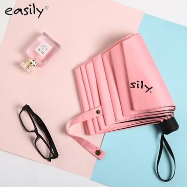 Жіночий парасолька Voy Lady – компактний, складна, з UV-захистом, рожевий, з квітковим принтом (96 см)