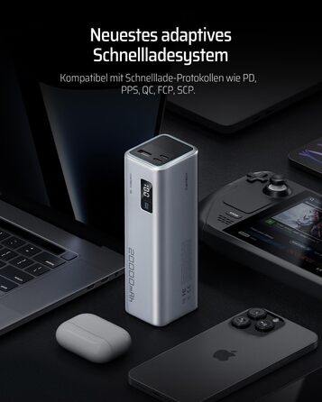 Power Bank CUKTECH 20000mAh 65W з дисплеєм, швидка зарядка USB-C PD 3.0 для iPhone, Samsung, Xiaomi, MacBook, ноутбуків
