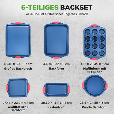 Набір форм для випічки Nutrichef 10 шт. з антипригарним покриттям – для випікання солодкого (печиво) та солоного (пироги, піца). Форми з вуглецевої сталі, без PFOA та PTFE, з силіконовими ручками. Круглі та квадратні форми.