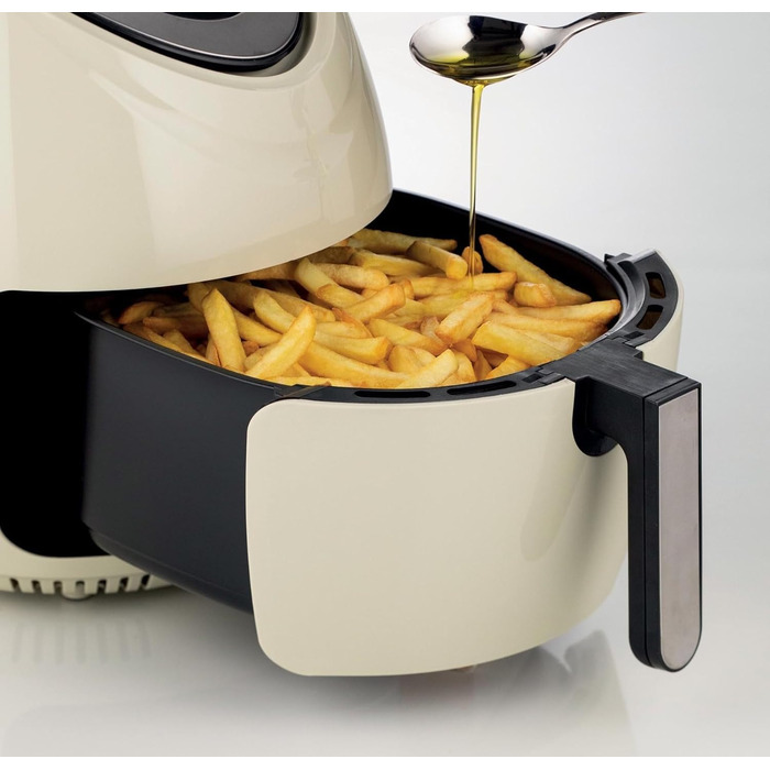 Ariete Air Fryer XXL 4618, Hot Air Fryer 7 Liter, 60-Minute Timer, LCD and Touchscreen with 7 Cooking Levels, Maximum Temperature 200° C, Capacity 2.5Kg, 1800W, Beige