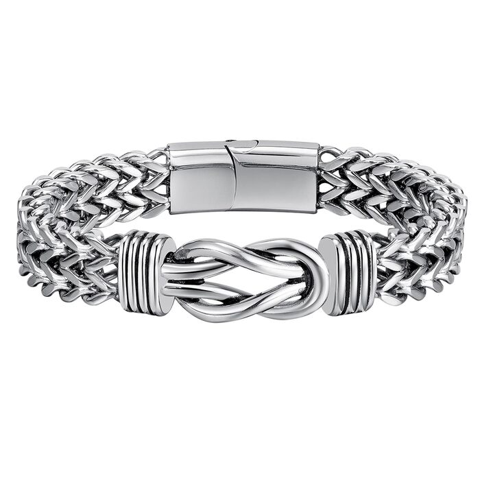 Чоловічий браслет JewelryWe в стилі готика та панк: ланцюг на руку з нержавіючої сталі 